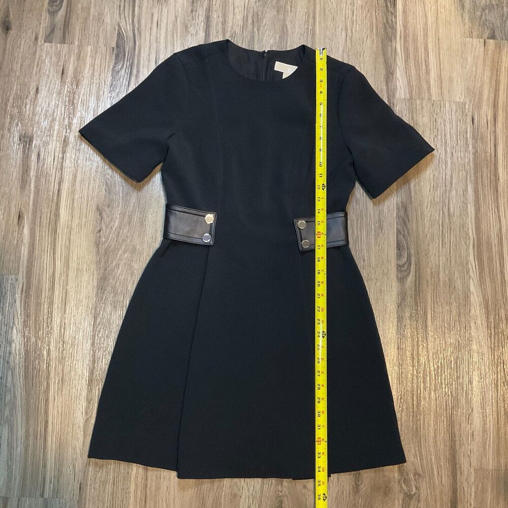 Michael Kors Snap Waist Dress Lamb‎ Leather Loops Lined Black Size 6 - Picture 9 of 10